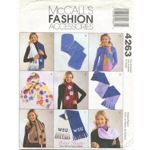 McCalls Sewing Pattern 4263 Fleece Scarves Fringed